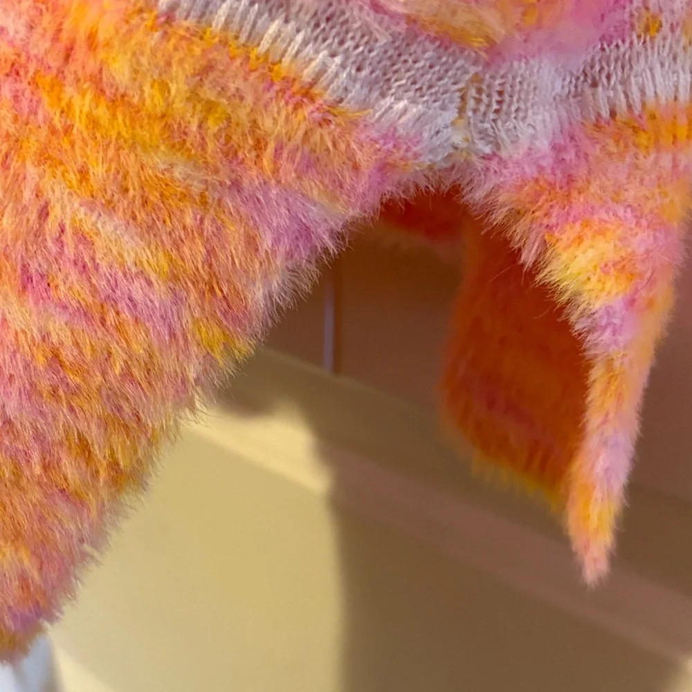 Free People intimately Cozy Multicolor sorbet Knit Sweater small (oversized)